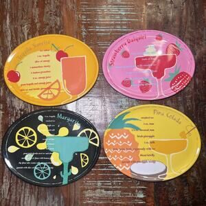 Precidio Mixed Drink Recipe Snack Plate Set of 4 Plates Trinket Trays Home Decor